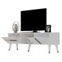 Hanah Home Soporte de TV Vania Blanco y Dorado